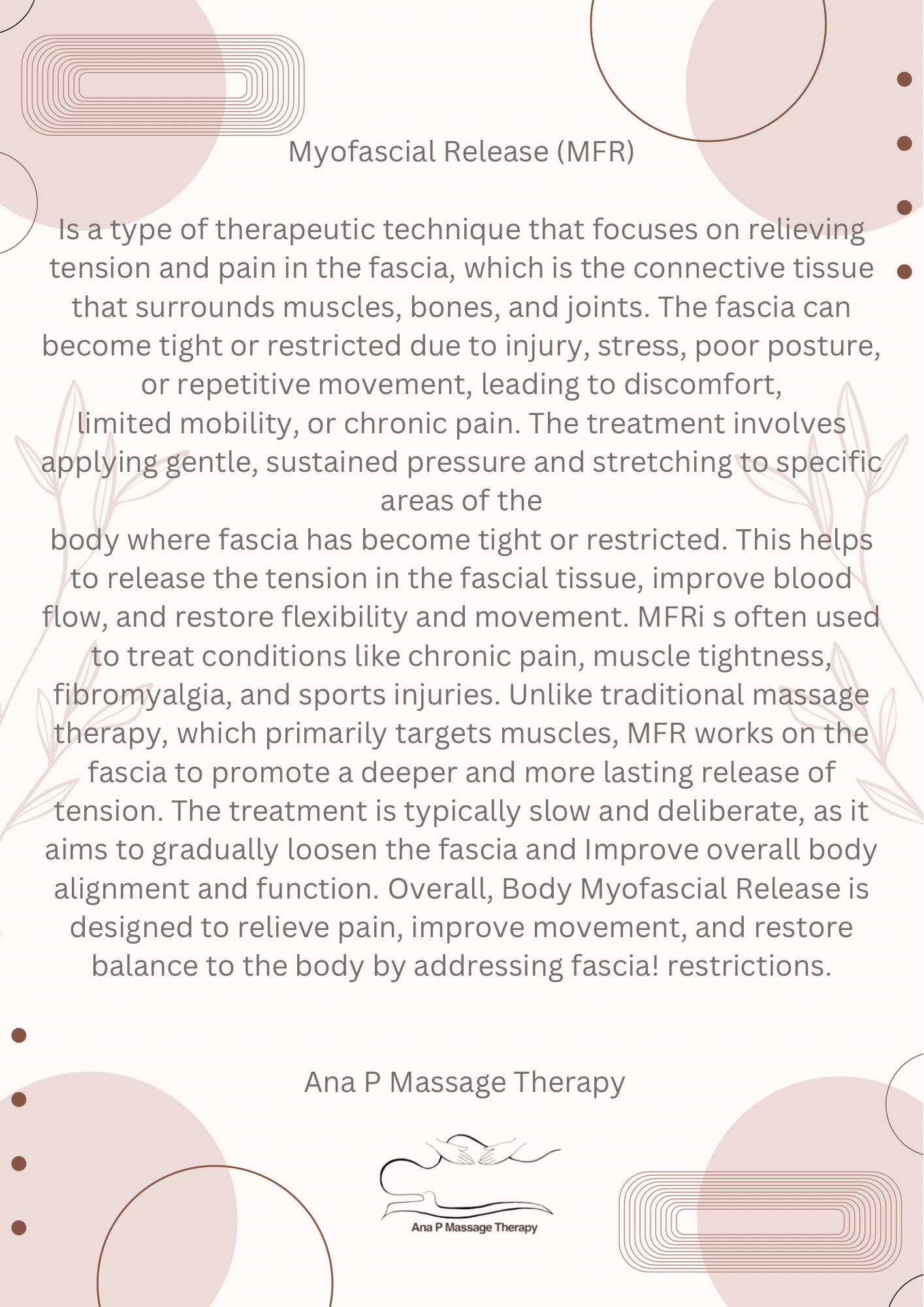 Myofascial Release - MFR Myofascial Release - MFR